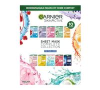 Garnier Sheet Masks Complete Collection, Set of Sheet Masks for Face and Eyes, With Natural Plant Extracts, Hyaluronic Acid Serum and Vegan, Biodegradable Tissue, SkinActive, 10 Pieces