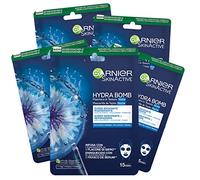 Garnier Skin Active Hydra Bomb Night Moisturising and Regenerating Cloth Mask with Hyaluronic Acid, Sea Water and Cornflower for Tired and Sensitive Skin, Pack of 5