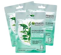 Garnier SkinActive Hydra Bomb Moisturising and Mattifying Fabric Face Mask with Green Tea and Hyaluronic Acid - 3 Mask Set