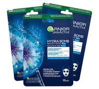 Garnier SkinActive Hydra Bomb Overnight Face Mask in Super Moisturizing Fabric Vegan Formula with Cornflower and Hyaluronic Acid with Regenerating Action Tired Sensitive Skin - 3 Disposable Masks