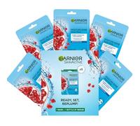 Garnier SkinActive Moisturising Tissue Mask, Moisturising and Firming, Pomegranate + Hyaluronic Acid, For Dehydrated Skin, Set of 5