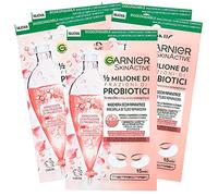 Garnier SkinActive Repairing Eye Mask 1/2 Million Fractions of Probiotics For All Skin Types Minimises Fine Wrinkles in Biodegradable Fabric - 5 Packs of 1 Application