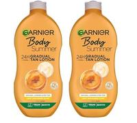Garnier Summer Body Gradual Tan Moisturiser Light, For A Radiant Sun Kissed Glow, Suitable For Face & Body, 24 Hour Hydration & A Natural Even Tan, Fast Absorption, Vegan Formula, 400ml (Pack of 2)