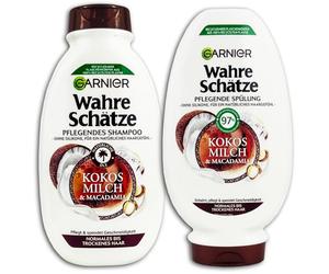 Garnier True Treasures Coconut Milk & Macadamia Shampoo + Conditioner 250 + 200 ml Set of 2