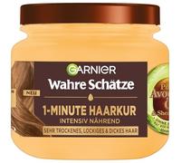 Garnier True Treasures Nourishing 1-Minute Hair Treatment for Very Dry and Frizzy Hair, with Avocado Oil and Shea Butter for Smoothly Soft Hair with Anti-Frizz Effect, Vegan Formula, 1 x 340 ml