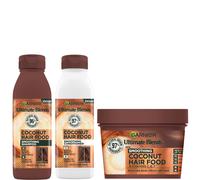 Garnier Ultimate Blends Smoothing Coconut Hair Food 3-Step Bundle For Frizzy Dry Hair