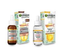 Garnier Vitamin C Serum Set, Day & Night Serums for Face and Neck, Anti-Dark Spots, Smooths & Brightens, Vegan Formula, For Dull, Uneven Skin, Bundle 2 x 30ml
