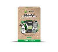 Garnier's Ultimate Charcoal Gift Set for Face, with Serum, Face Mask and Micellar Purifying Jelly Water to Reduce Imperfections, Approved by Cruelty