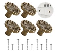 Garnirise 5 Pcs Antique Brass Cabinet Knobs 30mm Vintage Round Drawer Pulls Zinc Alloy Cupboard Door Handles with Floral Pattern and Screws for Kitchen Dresser Wardrobe Chest of Drawers Furniture
