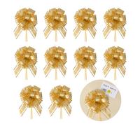 Garnirise Large Pull Bows 10Pcs Gold Big Bow Gift Wrapping Ribbon, Ribbon Bows for Wedding Christmas Birthday Party Gift Baskets Valentine's Day Flower Boxes Decoration Baskets