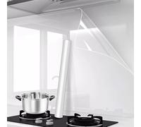 Garnirise Sticky Back Plastic Roll Clear Wall Protector Self Adhesive Clear Plastic Sheet Splash Kitchen Worktop Wall Vinyl Covering, Transparent Static Wall Protection from Dogs,Cats,Trash Can, 2 M