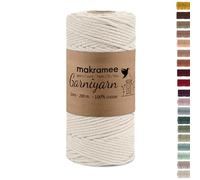 GARNIYARN Macrame Cord 3mm Natural Cotton - Soft Twisted Macrame Rope for DIY Projects, Wall Hanging, Plant Hangers, Craft & Boho Decor - 100m - Natural