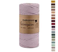 GARNIYARN Macrame Cord 3mm Old Rose Cotton Rope for Wall Hangings, Dreamcatchers, Wedding Decor, Art Deco, Oeko-TEX Standard 100, Made in Europe, 100 Metres
