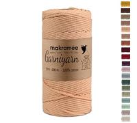 GARNIYARN Macrame Cord 3mm - Premium Cotton Rope for DIY Crafts, Nursery Decor, Wedding Accents & Creative Knotting - 100m - Peach Fuzz