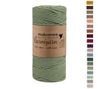 GARNIYARN Macrame Cord 3mm - Premium Cotton Rope for DIY Wall Decor, Plant Hangers, Green Crafts & Eco Interiors - 100m - Sage Green