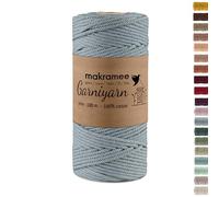 GARNIYARN Macrame Cord 3mm - Premium Cotton Rope for DIY Wall Hangings, Plant Hangers, Craft Projects & Home Styling - 100m - Sage Blue