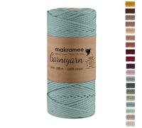 GARNIYARN Macrame Cord 3mm - Premium Cotton Rope for DIY, Wall Hangings, Plant Holders, Wedding & Home Decor - 100m - Duck Egg Blue