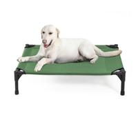 Garnpet Elevated Dog Bed for Large Dogs - Heavy Duty, Recyclable Mesh, Fits Up to 150 LBs - Indoor & Outdoor, Green
