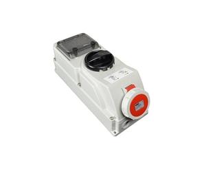 Garo 16 amp Switched Interlock 5 Pin Socket with din Rail for RCD, 380-415V IP67 3P+N+E Waterproof Red Single Phase Interlocked Connector 16A