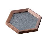 GAROEN Breakfast Tray Walnut Wood Tray Solid Wood Tea Tray Tea Tray Coaster Tea Cup Water Cup Drain Tea Set Tea Table (A L)