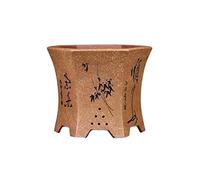 GAROEN Planters Purple Sand Potted Flower Pot Hexagonal Plant Pot Planter Orchid, Succulent Plant Pot Decorative Flower Pot Planters (Yellow)