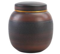 GAROEN Tea Organizers and Storage Purple Pottery Cylindrical Tea Storage Tank Jump Knife Ceramic Sealed Tea Storage Tank (A)