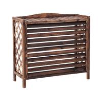GAROEN Wooden Air Conditioner Cover with Louvered Design, Outdoor Privacy Fence Panel, All-Season AC Cover Rack Stand (Brown 31x13x28in)