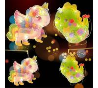 GAROMIA Lanterns Craft Set Lantern Children 2 Martin's Lanterns with Portable Multicoloured Self-Made Multicolour Lanterns Craft Set Lantern Rod Children for Children's Parties Saint Martin Halloween