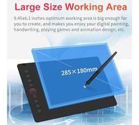 Garosa 10moons Digital Drawing Tablet, Pressure Sensitive Pen Tablet, 9.45x6.1 Inch Area, Connection, Ideal for Artists, Designers, and Teachers