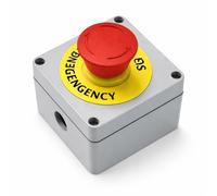 Garosa 1NC Momentary Stop Switch, Emergency Stop Push Button with IP66 Waterproof Rating, RFI Resistant Aluminum Red Sign Box for Industrial Safety Applications (80 * 75 * 60)