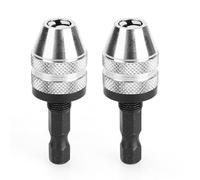 Garosa 2 Pcs Keyless Drill Chuck, 1/4 Inch Hex Shank Adapter for Impact Driver, with Aluminum Alloy Body, for Automotive Garage Home Use