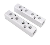 Garosa 2PCS Air Compressor Manifold Durable Aluminum Alloy 4 Way 6 Port for Workshop Air Distribution System 1/4 Inch NPT