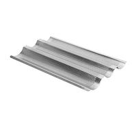 Garosa 3 Grooves French Bread Baking Mold Waves Baking Tray Pan Stainless Steel Silver for Home Bakery Afternoon Tea 15x9.8 Inch