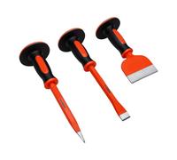 Garosa 3Pcs Heavy Duty Masonry Chisels with Hand Guard 12 Inch Point Chisel and Flat Chisel 8.5 Inch Brick Set for Demolishing Concrete Carving Work