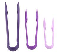 Garosa 3pcs Kitchen Small Tongs, Plastic 3 Sizes of 6in 8in 10in Serving Tongs Bakery Food Clamps for Cooking Oven Baking Holding Bacon Muffin Bagel Bread(Purple)