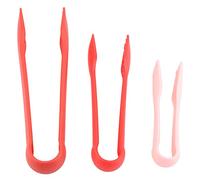 Garosa 3pcs Kitchen Small Tongs, Plastic 3 Sizes of 6in 8in 10in Serving Tongs Bakery Food Clamps for Cooking Oven Baking Holding Bacon Muffin Bagel Bread(Red)