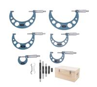 Garosa 6 Pcs Outside Micrometer Set 0-150mm Range 0.01mm Graduation 0.01mm Accuracy Machine Ratchet Stop Handle Machinist Micrometer with Box for Accurate Data Adjustment