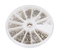 Garosa 600pcs M1.0 M1.2 M1.4 M1.6 Stainless Steel Cross Flat Head Screw Set, Cross Self-Tapping Screws Assortment Kit,Round Box, for maintenance of Glasses,screw