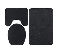 Garosa Anti-Slip Bath Mat Set 3 Piece Toilet Lid Cover, Bathtub Side Floor Mats, Absorbent Bathroom Carpets with Non-Slip Design for Pedestal Use