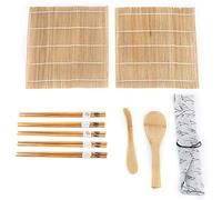 Garosa Bamboo Sushi Making Kit 9Pcs Set - Professional Sushi Roll Maker with 2 Mats 5 Chopsticks 1 Paddle 1 Blade for Easy Sushi Preparation Cooking Tools