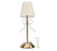 Garosa Bow Table Lamp, LED Desk Lamp with Cute Bow Decor and Fabric Shade, Built in 1200mAh Battery, for Bedroom Living Room Guesthouse (Yellow)