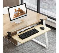 Garosa Clamp On Keyboard Tray Ergonomic Slide-Out Platform for Office Home Study Room, Height Adjustable Computer Drawer for Desk Extender, 20.5 X 9.8 Inch Holder in Black/Light Walnut/White Material