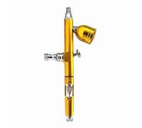 Garosa Compact Lightweight Airbrush Gun Accessories with Fluid Control Knob 0.3mm Nozzle for FX Makeup Temporary Tattoo Red Gold (Gold Airbrush)