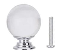 Garosa Crystal Glass Cabinet Knobs, Elegant Ball Shape Handle Drawer Pulls for Kitchen Cabinets Wardrobes Cupboards, Chromeplate Transparent 30mm