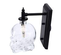 Garosa Crystal Wall Lamp, Lighting Vintage Wall Lamp Iron Glass Skull Shape Industrial Wall Mounted Light with G9 Bulb for Bedroom, Vintage Wall Lamp