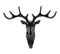 Garosa Deer Head Wall Hook, 3D Decorative Hanger for Coat Hat Key Jewelry No Drilling Mount with Material for Living Room Bathroom Study Entrance (Black)