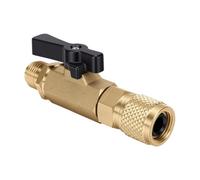 Garosa HVAC Ball Valve, 3/8 Inch Port Brass Straight Refrigeration | Solid Brass Construction, Standard 3/8 Inch Service Port, Compatible with Refrigerant Charging Hoses, Machined Sealing for
