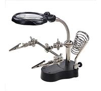 Garosa LED Magnifying Glass with Clips Stainless Steel Frame 5X Lens Adjustable Helping Hands for Circuit Board Repair Electronics