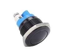 Garosa Metal Push Button Switch Stainless Steel Self Reset Jog Switch 16mm Normally Open Round Head for Power Control Equipment Control Panels (Black)