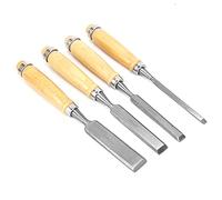 Garosa Professional 4-Piece Wood Carving Chisel Set, Chrome Vanadium Alloy Steel, Straight Edge, Wood Handle, Wood Chisels